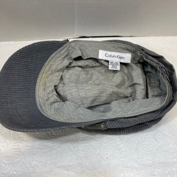 Calvin Klein Cotton Blend Conductor Cap Hat Heather Grey Striped - Picture 10 of 12
